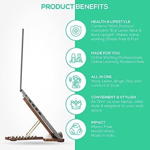 Vertical Laptop Stand Holder for MackBook Dell HP I Dual Dock Slots | Plastic-Free| (Indian Rosewood)