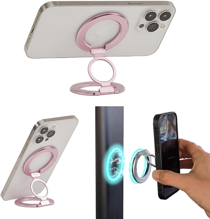 Phone Ring Holder for MagSafe Case, Strong Magnetic Cell Phone Grip, 360° Rotation Kickstand Compatible with iPhone and Android.