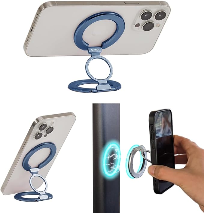 Phone Ring Holder for MagSafe Case, Strong Magnetic Cell Phone Grip, 360° Rotation Kickstand Compatible with iPhone and Android.