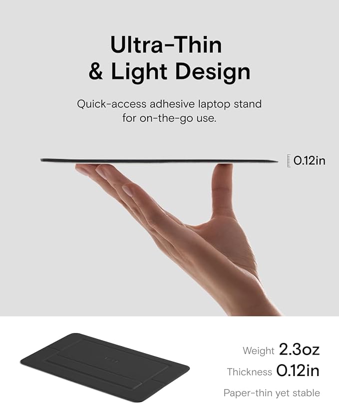 MOFT Laptop Stand for Desk, Adhesive Airflow Laptop Cooling Riser for Heat Dissipation with 2 Adjustable Viewing Angles, Foldable & Portable Computer Stand Compatible with Laptops 11"-16", Jet Black