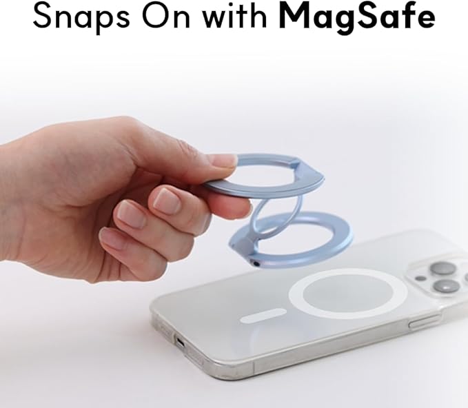 Phone Ring Holder for MagSafe Case, Strong Magnetic Cell Phone Grip, 360° Rotation Kickstand Compatible with iPhone and Android.