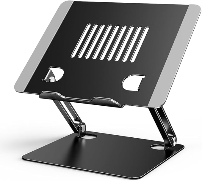 Adjustable Laptop Stand for Desk-Portable Laptop Riser Holder - Aluminum Ergonomic Computer Notebook Stand Holder for MacBook Air Pro, Dell XPS, HP (10-15.6'') (Black)