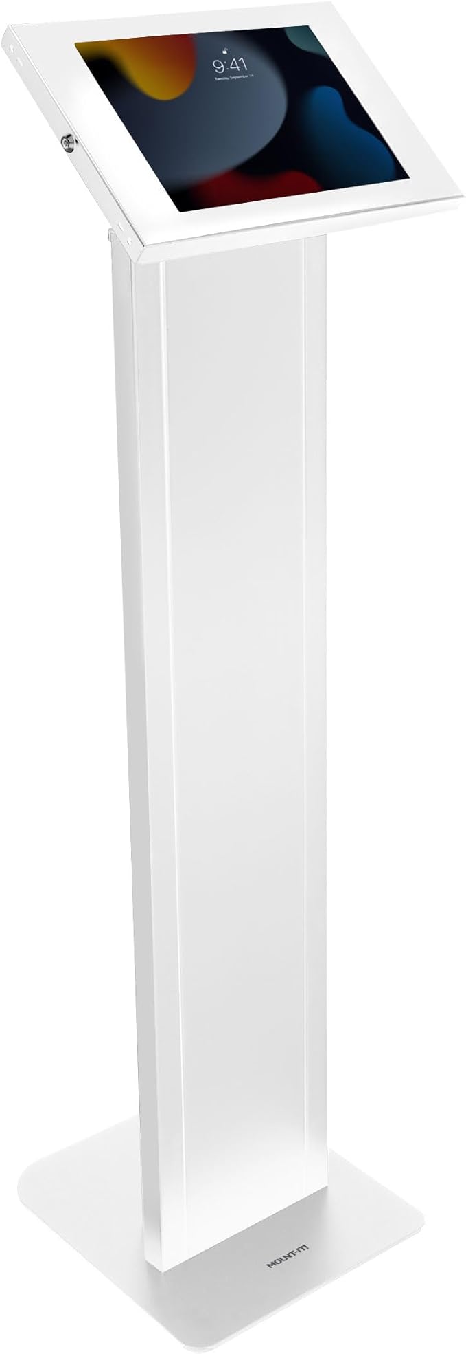 Mount-It! Anti-Theft Tablet Floor Stand, Commercial Tablet Floor Kiosk with Universal Enclosure, Locking Mount Stand for iPad Gen 7-10, Pro, Air, 10.2 inch, 10.9 Inch, White
