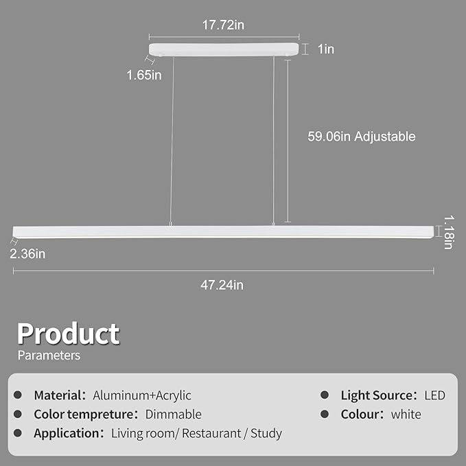 Smart APP Remote Control Adjustable Color RGBCW Linear LED Modern Pendant Light Full Spectrum Modern Minimalist Restaurant Office Restaurant Coffee Shop bar Office