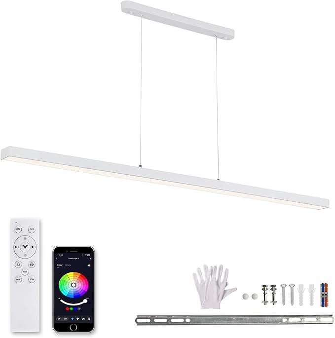 Smart APP Remote Control Adjustable Color RGBCW Linear LED Modern Pendant Light Full Spectrum Modern Minimalist Restaurant Office Restaurant Coffee Shop bar Office
