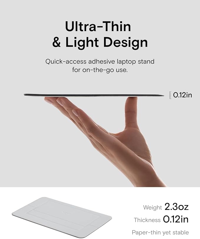 MOFT Laptop Stand for Desk, Adhesive Airflow Laptop Cooling Riser for Heat Dissipation with 2 Adjustable Viewing Angles, Foldable & Portable Computer Stand Compatible with Laptops 11"-16",Misty Cove