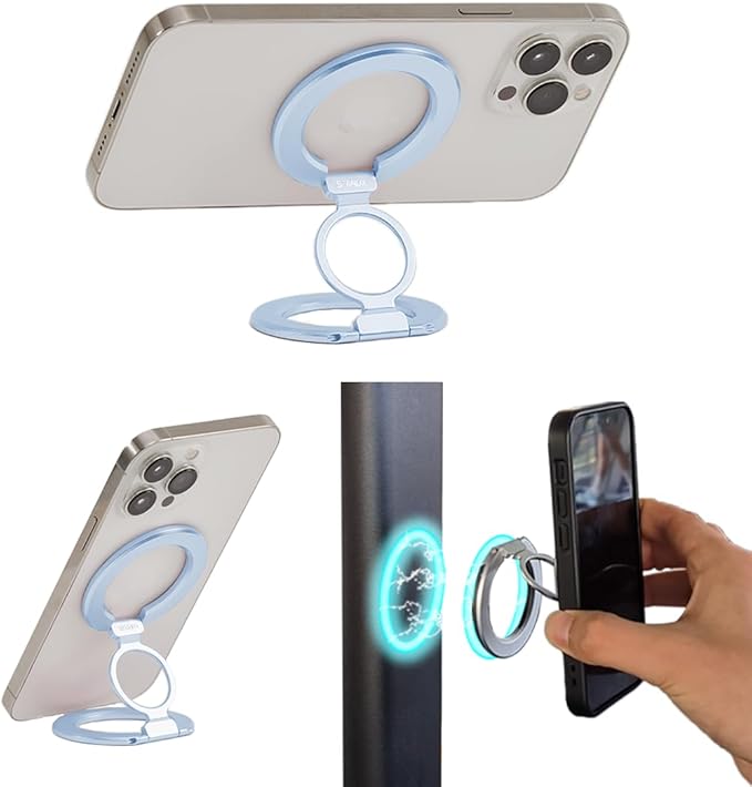 Phone Ring Holder for MagSafe Case, Strong Magnetic Cell Phone Grip, 360° Rotation Kickstand Compatible with iPhone and Android.
