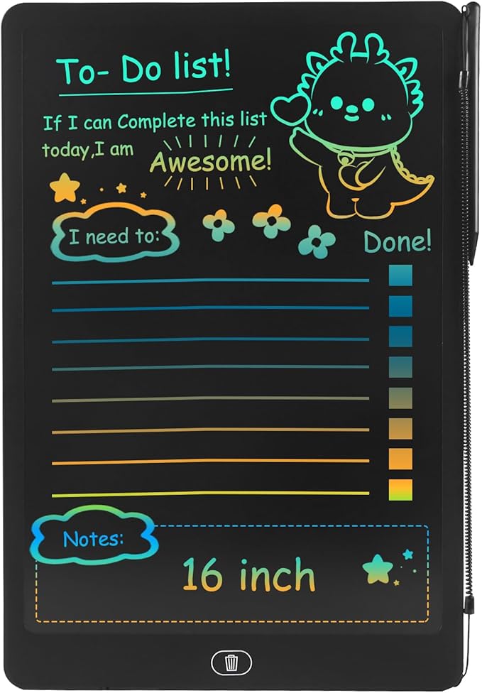 16 Inch LCD Writing Tablet,Kids Travel Essentials Toys for Boy Girl Birthday Gift Party Favors Stocking Stuffers for Kids Women Men（Black）