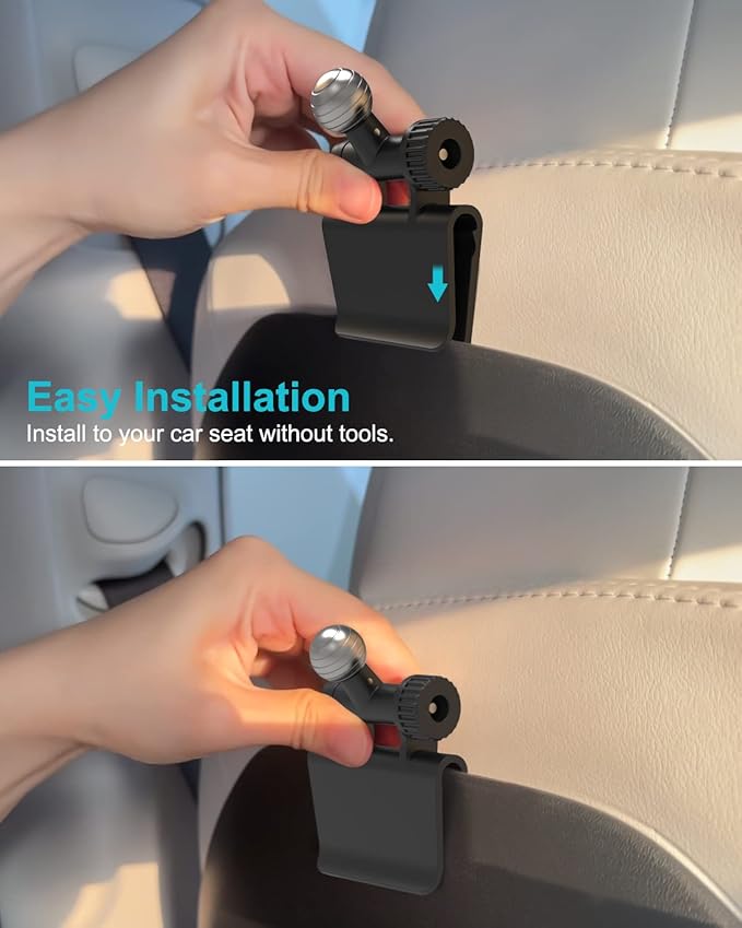 Back Seat Tablet Holder for Tesla, 360° Adjustable Model 3/Y Headrest Tablet Mount for Kids, Metal Model Y Rear Seat Stand for iPad Pro 12.9 Air Mini, Galaxy Tab/Z Fold, Fire hd, 4-13" Device