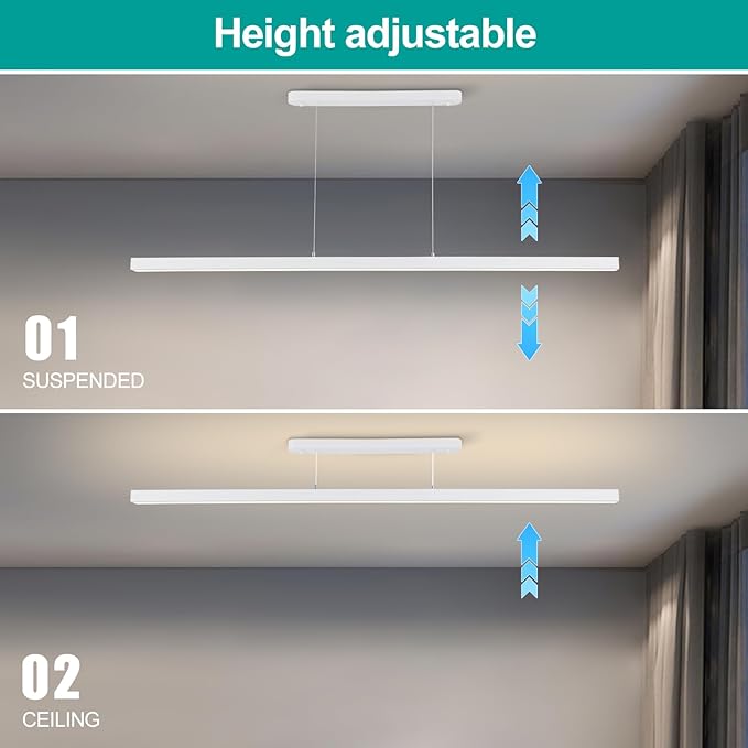 Smart APP Remote Control Adjustable Color RGBCW Linear LED Modern Pendant Light Full Spectrum Modern Minimalist Restaurant Office Restaurant Coffee Shop bar Office
