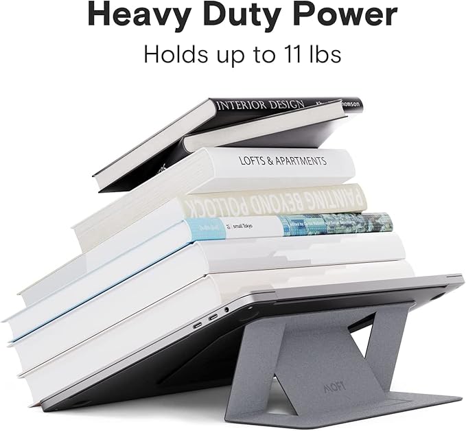 MOFT Laptop Stand for Desk, Stick-On Computer Stand with Dual-Angle, Ergonomic Laptop Riser Holder for Travel, Foldable & Portable MacBook Stand Fits 11.6"-16" Laptops, Silver