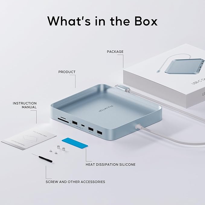 USB C HUB for iMac 24 inch 2021/2023/2024, PULWTOP USB Hub Adapter iMac Accessories for iMac M1/M3/M4 with USB C 10Gbps 3*USB A SD/TF, Docking Station Support Expand M.2 SSD (Not Included),Blue