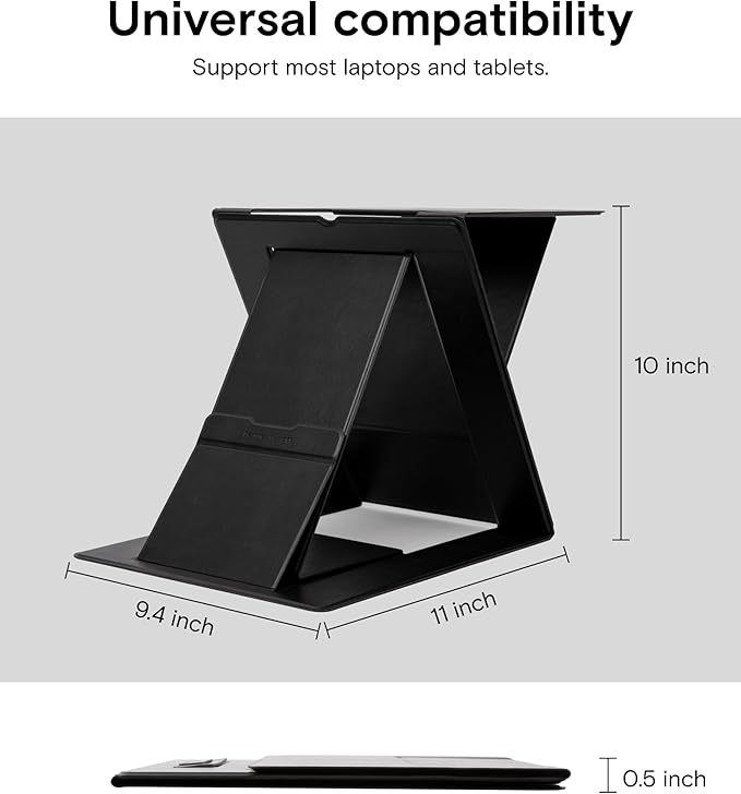 MOFT Folding Laptop Stand Lap Desk, Portable & Mini Computer Stand Laptop Desk for Travel and Home Office, Ergonomic Design with Adjustable Viewing Angles, Lightweight Computer Cooling Riser, Black