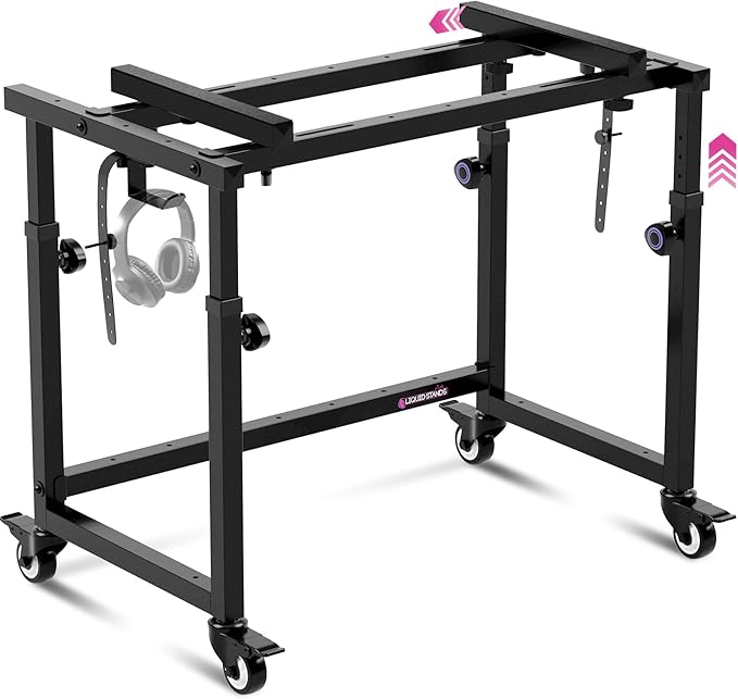 Liquid Stands Piano Keyboard Stand - Electric Piano Stand for 49 54 61 88 Key - Piano Desk Music Stand Production - Piano Table Synth Stand Rolling Home Recording Studio Workstation DJ Keyboard Table