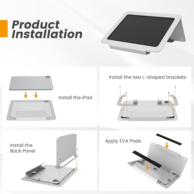 Tablet Desk Stand, All Metal 30° Ergonomic with Security Cable Lock for Office, POS Counter, Reception - Compatible with iPad 10th (10.9"), Pro 11", Air 4/5 (10.9"), Air 11"，iPad 11"(A16)