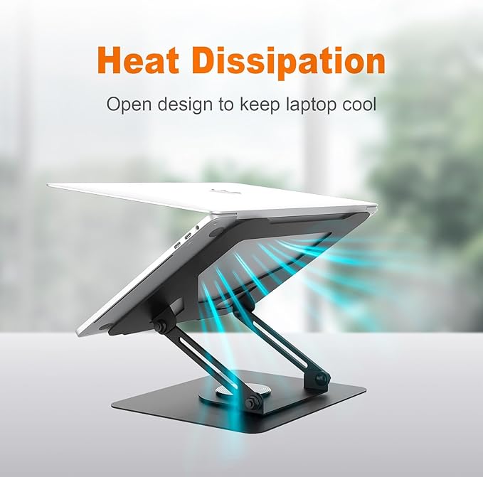Rotating Laptop Stand for desk,360° Adjustable Computer Stand with Rotating Base,Ergonomic Laptop Riser for Foldable and Portable,Macbook Riser Collaborative Work, Suitable for 10-16" notebook holder