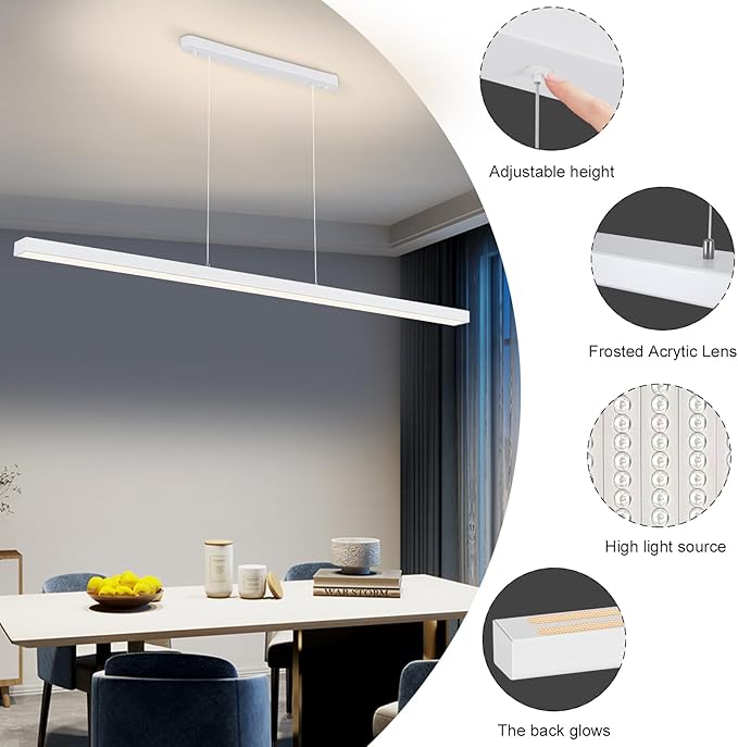 Smart APP Remote Control Adjustable Color RGBCW Linear LED Modern Pendant Light Full Spectrum Modern Minimalist Restaurant Office Restaurant Coffee Shop bar Office