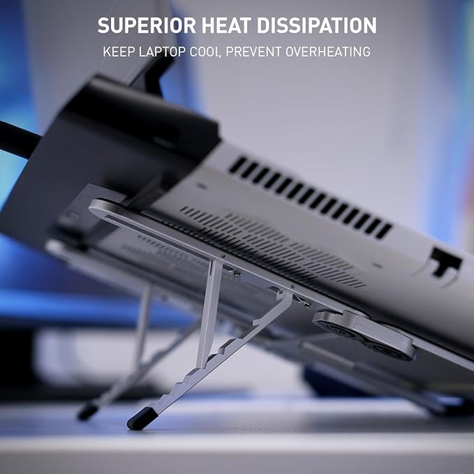 NSMO Laptop Stand – Adjustable Aluminum Portable Laptop Stand with 5-Level Height Settings, Ergonomic Design, Heat Dissipation, Non-Slip Support, Compact Travel Riser for 11”-16” Laptops