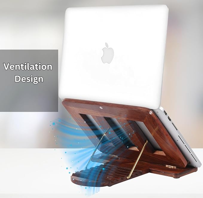 Vertical Laptop Stand Holder for MackBook Dell HP I Dual Dock Slots | Plastic-Free| (Indian Rosewood)