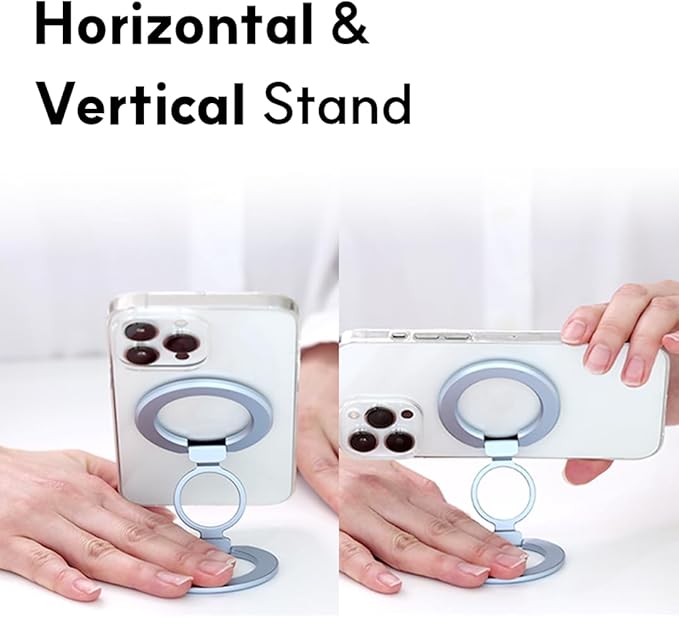 Phone Ring Holder for MagSafe Case, Strong Magnetic Cell Phone Grip, 360° Rotation Kickstand Compatible with iPhone and Android.
