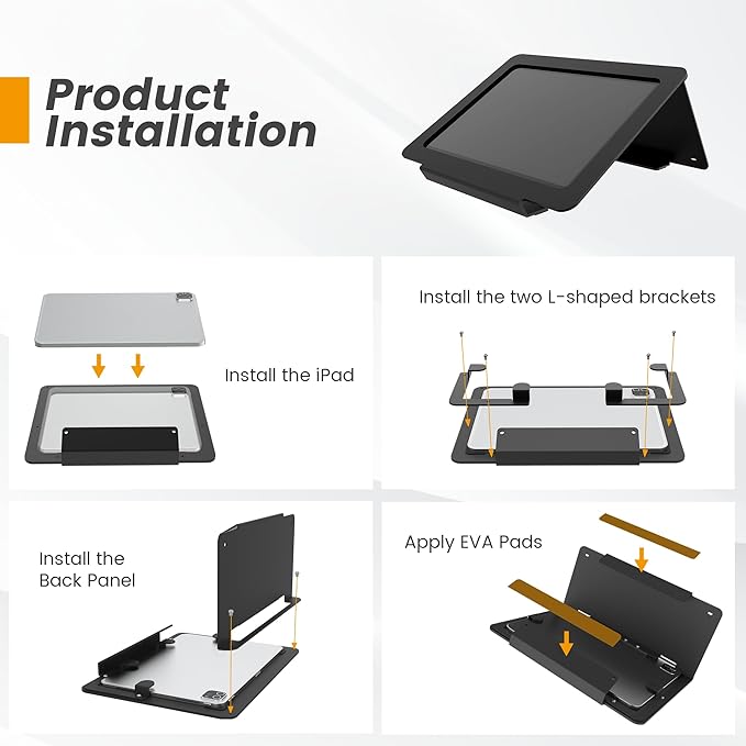 Tablet Desk Stand, All Metal 30° Ergonomic with Security Cable Lock for Office, POS Counter, Reception - Compatible with iPad 10th (10.9"), Pro 11", Air 4/5 (10.9"), Air 11"，iPad 11"(A16)