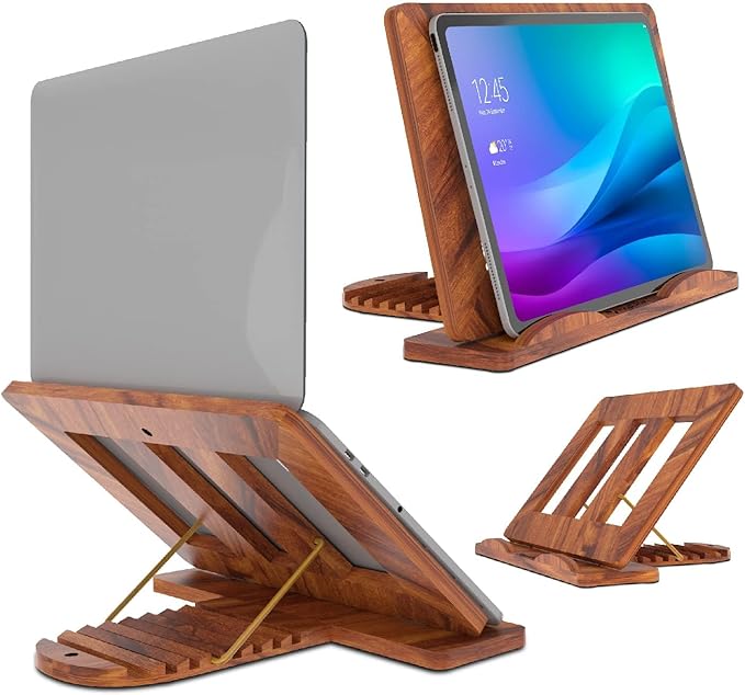 Vertical Laptop Stand Holder for MackBook Dell HP I Dual Dock Slots | Plastic-Free| (Indian Rosewood)