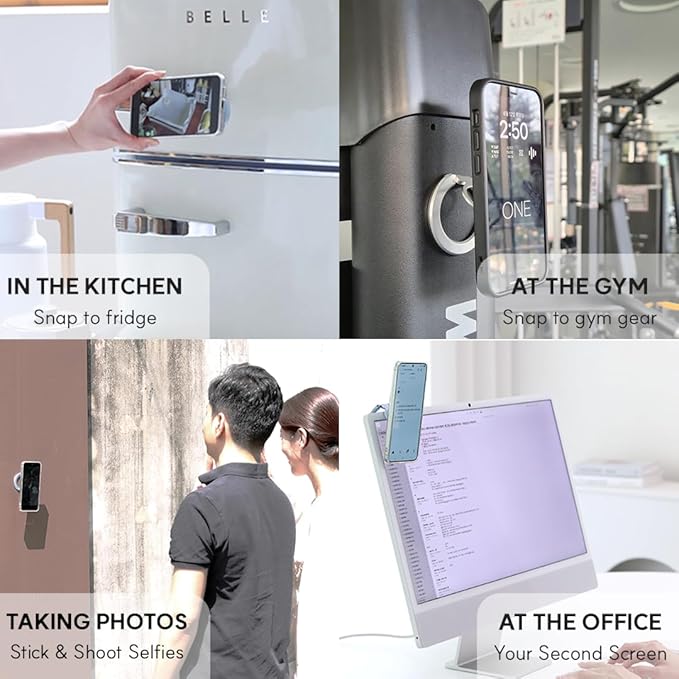 Phone Ring Holder for MagSafe Case, Strong Magnetic Cell Phone Grip, 360° Rotation Kickstand Compatible with iPhone and Android.