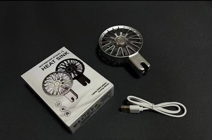 Adjustable Laptop Stand with Detachable Cooling Fan – Portable Foldable Notebook Riser with Heat Sink, USB Powered, Ergonomic & Anti-Slip Design for 10"–17" Laptops (Black)