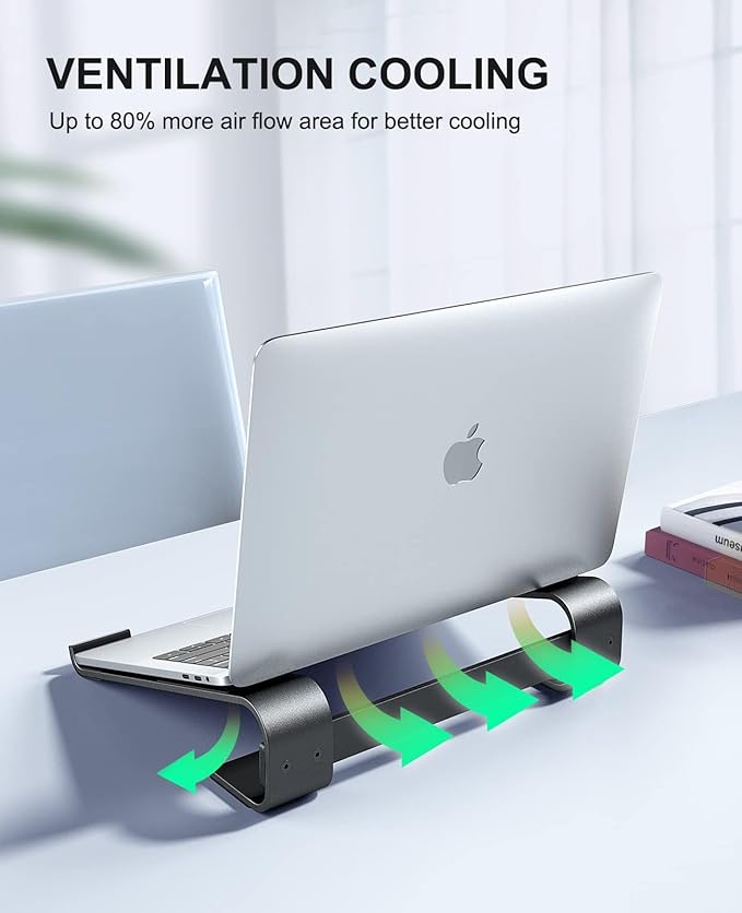 Laptop Stand for Desk, MacBook Stand SOQOOL Sturdy Laptop Riser, Ventilated Ergonomic Aluminum Laptop Holder Compatible with 12 13 15.6 17 Inch MacBook Pro Air/HP/Dell, Work Cooling Computer Stand