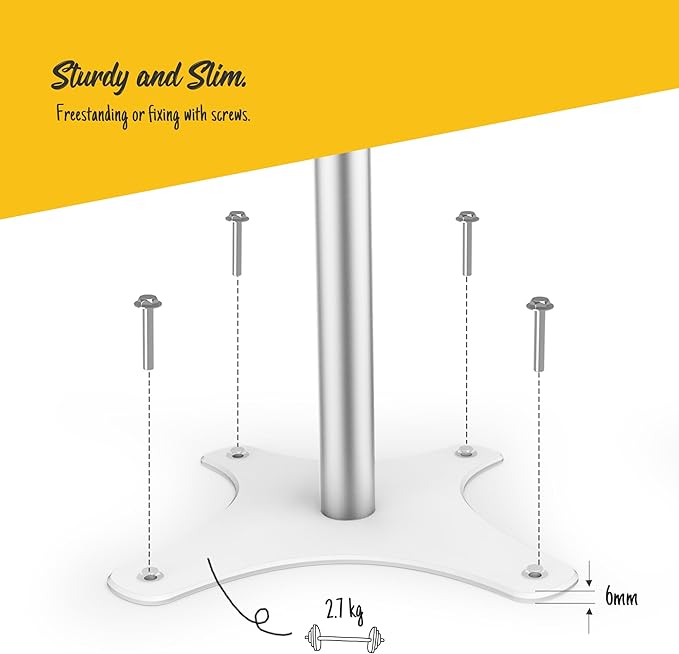 Tablet Floor Stand Compatible with 10.2" iPad 7 8 9, Rotate Lockable Metal Tablet Enclosure+Aluminum Pole+Metal Base - BSF302WT