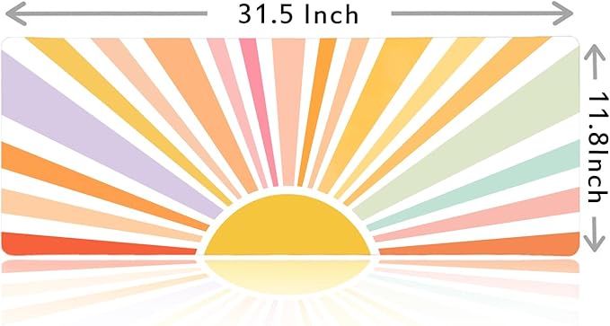 Colorful Rainbow Sun Desk Mat, Boho Desk Pad Cute, Abstract Art Large Extend Mouse Pad XL, Sunrise Aesthetic Desktop Mat Laptop Mat for Office Home, Gift for Girly Fresh