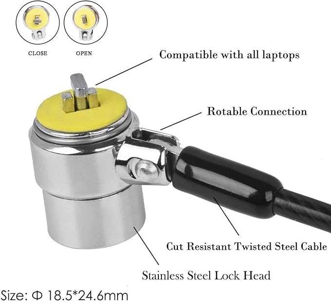 I3C Laptop Cable Lock, Hardware Security Cable Lock with Keys, Anti Theft Combination Lock for Laptop Monitor Compatible with Tablet Surface Projector and Other Electronic Devices