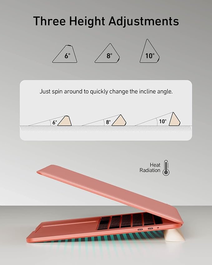 3 in 1 Silicone Laptop Stand, Keyboard Riser for Ergonomic Typing/Reading, Portable Laptop Cooling Stand, for Home Office School and Travel, Oval Base, Bright Beige