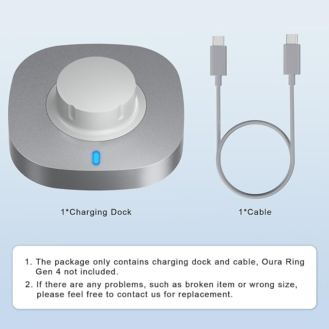 Charger Compatible with Oura Ring Gen 4/Oura Ring Gen 4 Ceramic Size 10, Fast Charging Dock with USB-C Cable