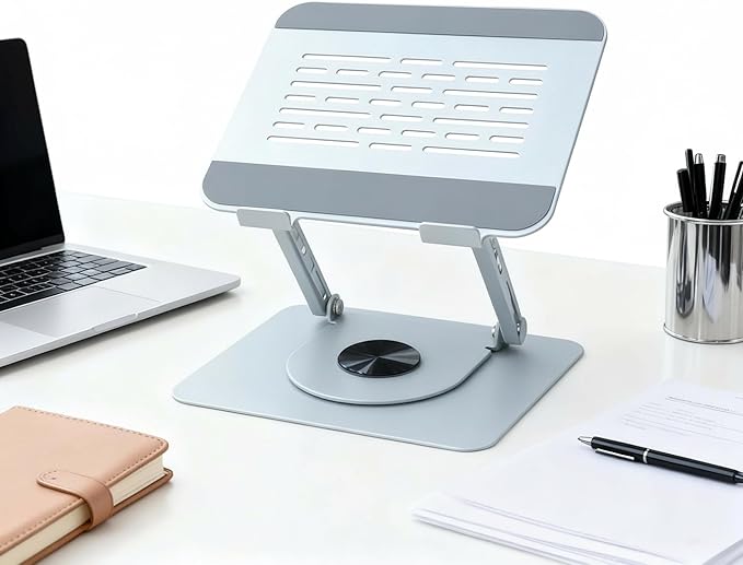 Laptop Stand for Desk, Adjustable Ergonomic Riser with Enhanced Cooling, 360° Rotating & Foldable, Sturdy Carbon Steel Dual Bar for MacBook Air/Pro, Dell XPS, HP 10 to 16 Inch, Home Office Gaming