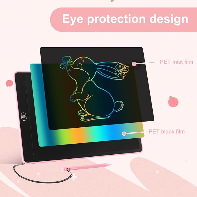 Drawing Tablet 16 Inch LCD Writing Tablet for Kids Adults, Girl Toys Doodle Board Christmas Gifts Sensory Toys for Ages 3-8 Road Trip Activities Valentines Day Gifts for Kids Women（Pink）