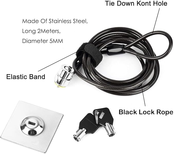 I3C Laptop Cable Lock, Hardware Security Cable Lock with Keys, Anti Theft Combination Lock for Laptop Monitor Compatible with Tablet Surface Projector and Other Electronic Devices