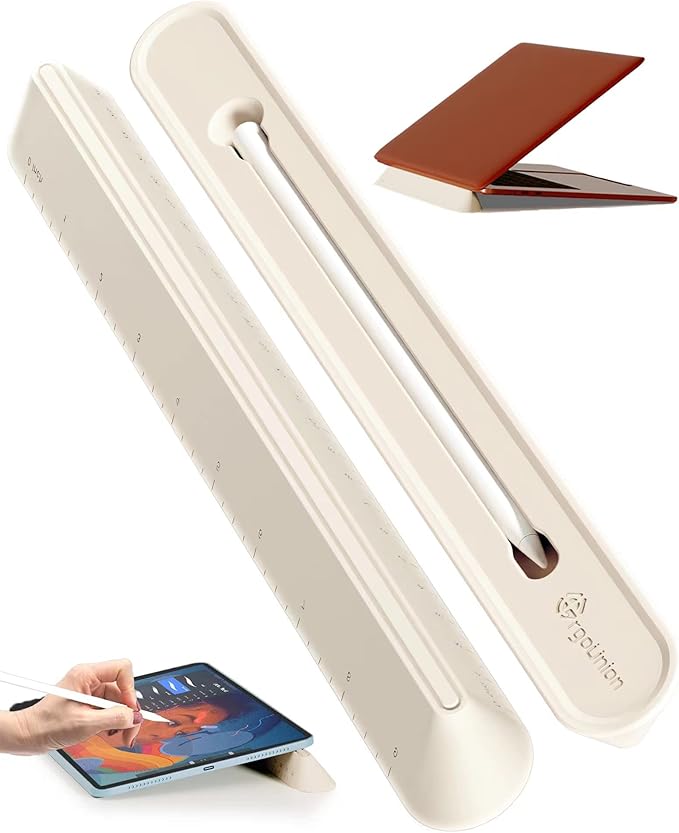 3 in 1 Silicone Laptop Stand, Keyboard Riser for Ergonomic Typing/Reading, Portable Laptop Cooling Stand, for Home Office School and Travel, Oval Base, Bright Beige