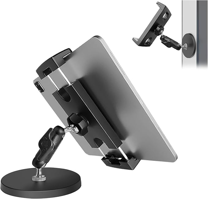 Magnetic Tablet Mount, Super Strong Magnetic Tablet Holder with Rotation Ball Head, Fridge iPad Mount for Gym, Refrigerator, Cabinet, Whiteboard or Any Metal Surface, Fits 4.7-12.9" Phone iPad