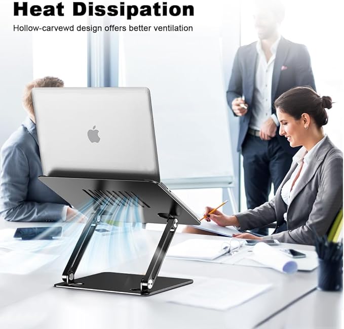 Adjustable Laptop Stand for Desk-Portable Laptop Riser Holder - Aluminum Ergonomic Computer Notebook Stand Holder for MacBook Air Pro, Dell XPS, HP (10-15.6'') (Black)