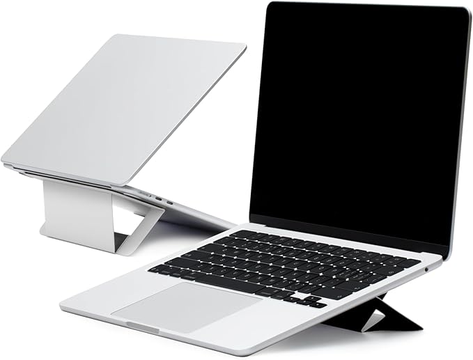 MOFT Laptop Stand for Desk, Adhesive Airflow Laptop Cooling Riser for Heat Dissipation with 2 Adjustable Viewing Angles, Foldable & Portable Computer Stand Compatible with Laptops 11"-16",Misty Cove
