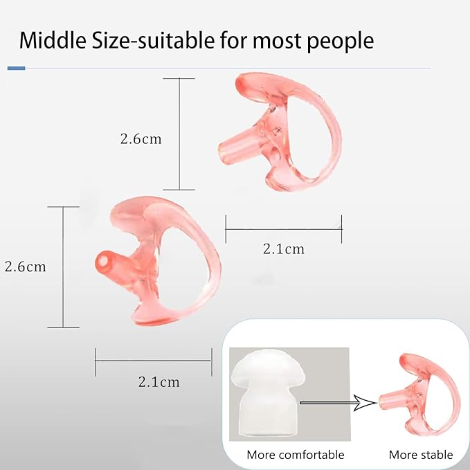 Retevis Radio Earpiece, Additional Acoustic Tube and Soft Silicone Earbuds(5 Pairs), for RT22 RT21 H777, Compatible with Baofeng Pxton Kenwood Two Way Radio, Walkie Talkie Earpiece with Mic(10 Pack)