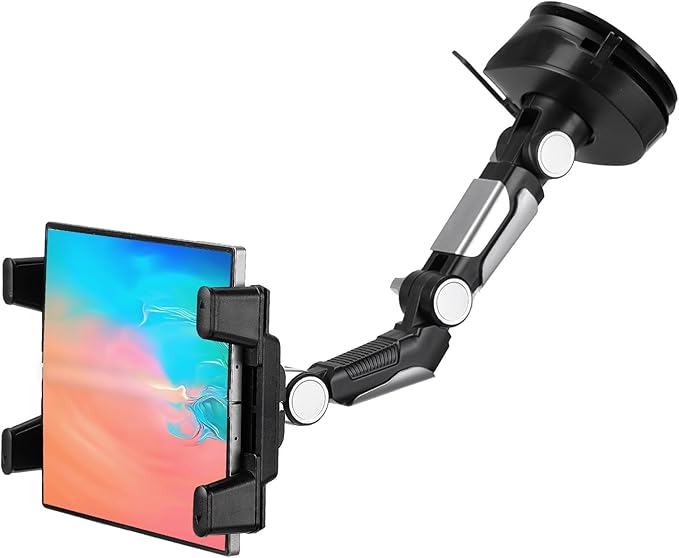 JOYTUTUS 5-in-1 Car Phone Holder & Tablet Mount, Universal Dashboard Windshield Suction Cup Stand with 360° Rotation, Fits for iPhone, Samsung Z Fold 7/6/5, All Foldable Phones and 4.7-12.9" iPad