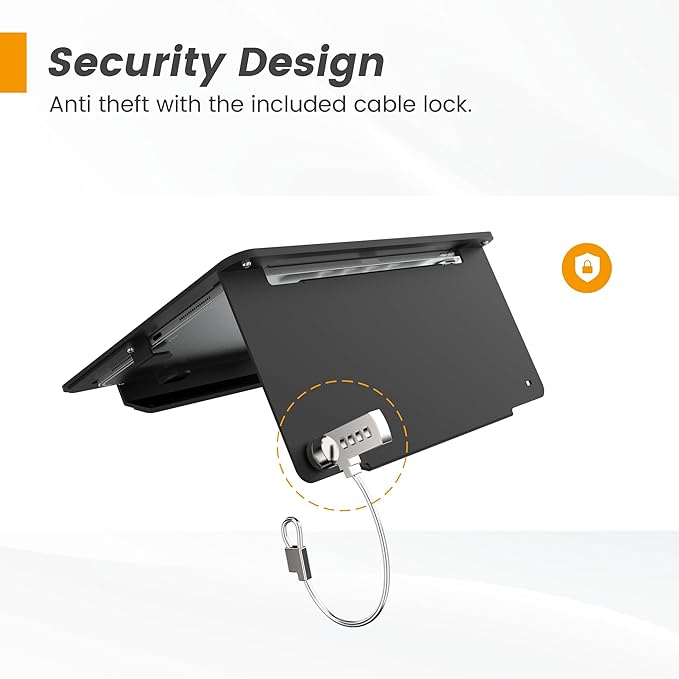 Tablet Desk Stand, All Metal 30° Ergonomic with Security Cable Lock for Office, POS Counter, Reception - Compatible with iPad 10th (10.9"), Pro 11", Air 4/5 (10.9"), Air 11"，iPad 11"(A16)