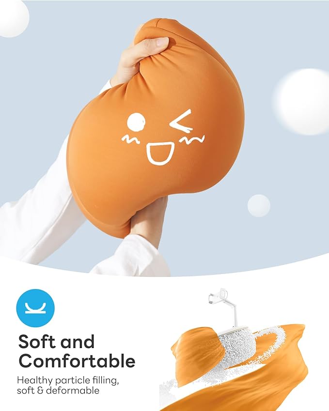 SAIJI Tablet Holder Pillow, Kindle Holder Compatible with 4.7-15.6” Kindle, Phone, Portable Monitor, 360° Adjustable Tablet Stand for Bed with Flexible Dual Axis Arm&Microbead Cushion (Orange)