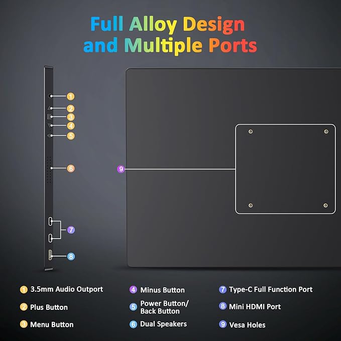 KYY 4K Portable Monitor for Laptop, 15.6'' Computer Screen Extender UHD 3840x2160,100% sRGB, 400 Nits, IPS Travel Monitor w/Speakers & Smart Cover for Laptop Xbox PS5 Switch PC Phone, VESA Compatible