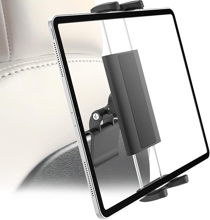 Back Seat Tablet Holder for Tesla, 360° Adjustable Model 3/Y Headrest Tablet Mount for Kids, Metal Model Y Rear Seat Stand for iPad Pro 12.9 Air Mini, Galaxy Tab/Z Fold, Fire hd, 4-13" Device