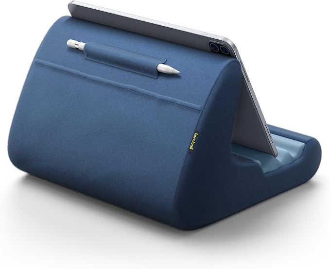 Lamicall Tablet Stand, Pillow Holder for Bed - Soft Pad Lap Mount With Stylus Mount & Pocket for iPad Pro 12.9, Air, Mini, Kindle, Galaxy Tab and 4-13" Tablets, Royal Blue