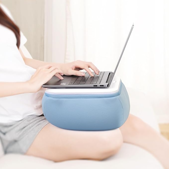 elitehood Tablet Pillow Stand, Foldable iPad Stand for Lap, Adjustable Book Bed Holder for Reading, Pillow Pad for 4.7"-15.6" Tablets, iPad Pro 11, 13, Air, Kindle, Galaxy Tab, Books, Blue