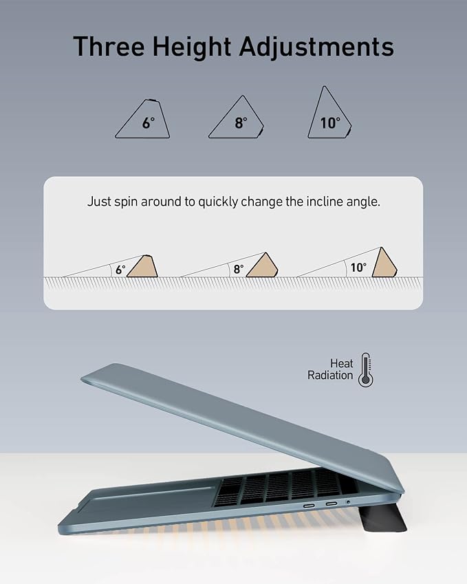 3 in 1 Silicone Laptop Stand, Keyboard Riser for Ergonomic Typing/Reading, Portable Laptop Cooling Stand, for Home Office School and Travel, Oval Base, Midnight